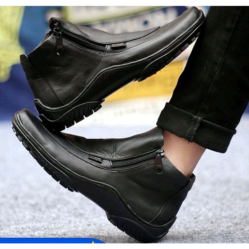 WOLF x CORRA 38 sd 44 Aloof Brozip Sepatu Boots Zipper Pria Sleting Original Kulit Asli1