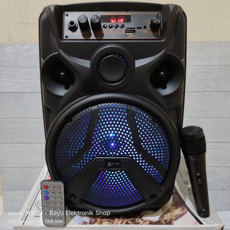 Speaker Bluetooth Bass SX-Y812 8,5 Inchi 1000W Bonus Mic Dan Remot Super Bass Salon Bluetooth Besar