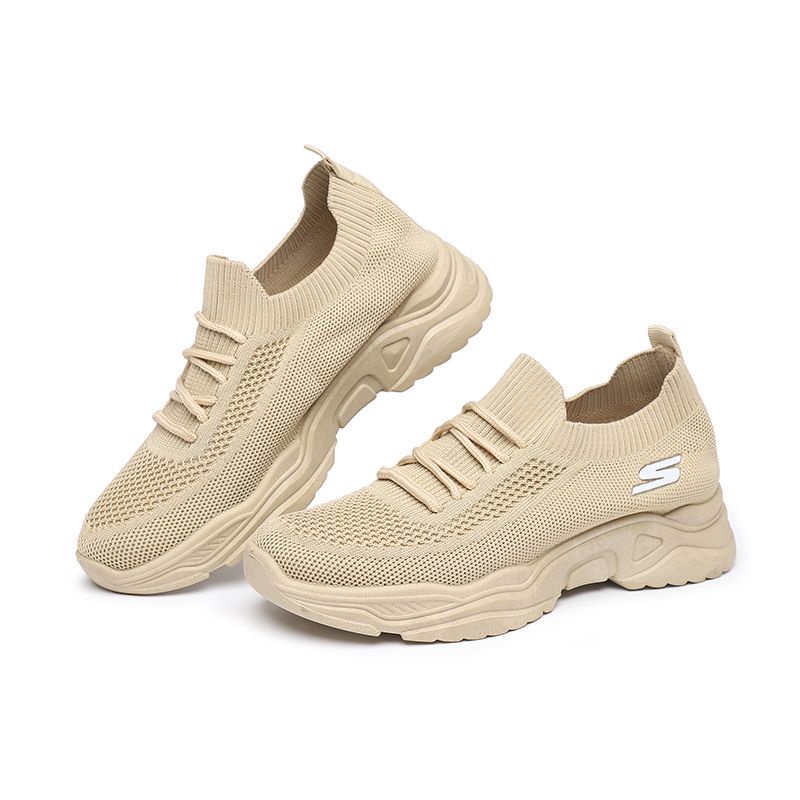 [GROSIR][COD] SEVEN_DAY SEPATU RAJUT WANITA SLIP ON OLAHRAGA TANPA TALI SPORT SHOES FZ-F26 KHAKI