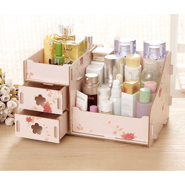 Rak kosmetik kayu storage desktop Rak kosmetik