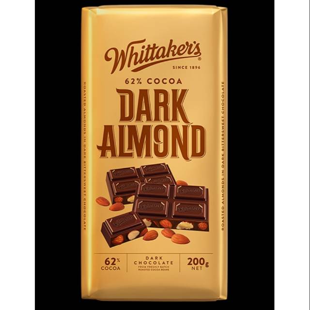 

Whittakers 62% Cocoa Dark Almond Chocolate 200 gr New Zealand Import Limited Stock Only..