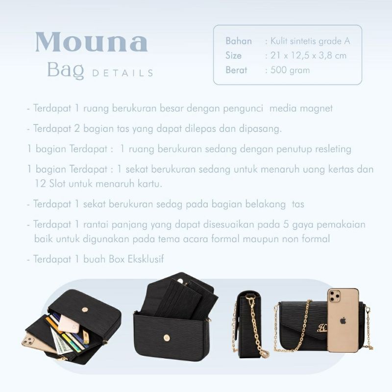 Mouna Bag Jims Honey Original Tas Selempang Wanita free box wallet card holder clutch realpic cod