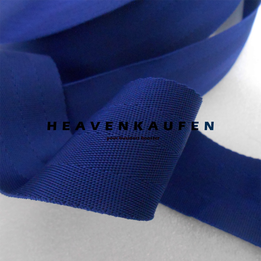 Webbing Lebar 5 cm Warna Biru Navy Dongker Motif Seatbelt Meteran