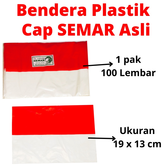 Bendera Plastik Merah Putih Bendera Indonesia Merk Semar Asli 100 Lembar Bendera Plastik Hiasan Dirgahayu RI 17an Agustusan