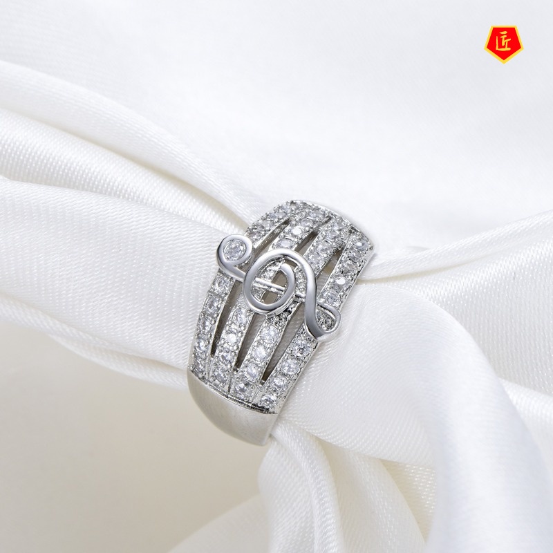 [Ready Stock]Artistic Fashion Silver Ring Female Creative Musical Notes