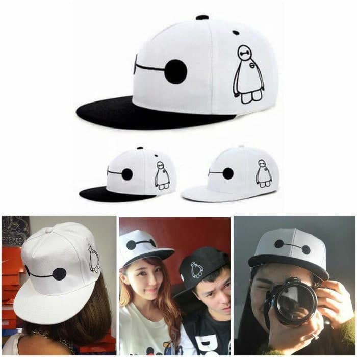 topi snapback baymax #baymax, fashionable,trendy,sporty,hitam,putih,pria,wanita,