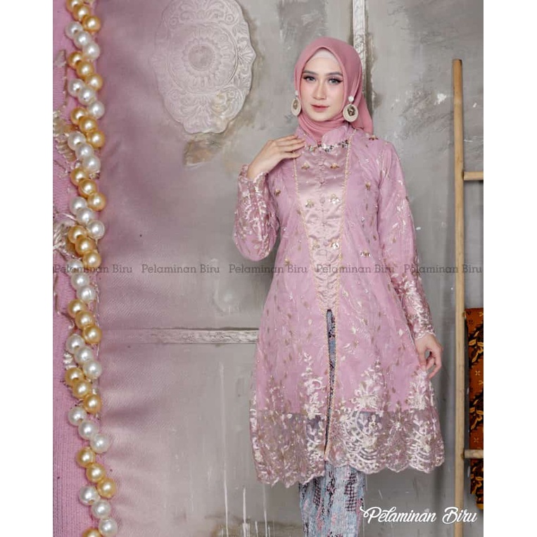 Kadai.baju / Kebaya tunik kancing mutiara payet / Setelan kebaya modern / Kebaya remaja / Kebaya modern