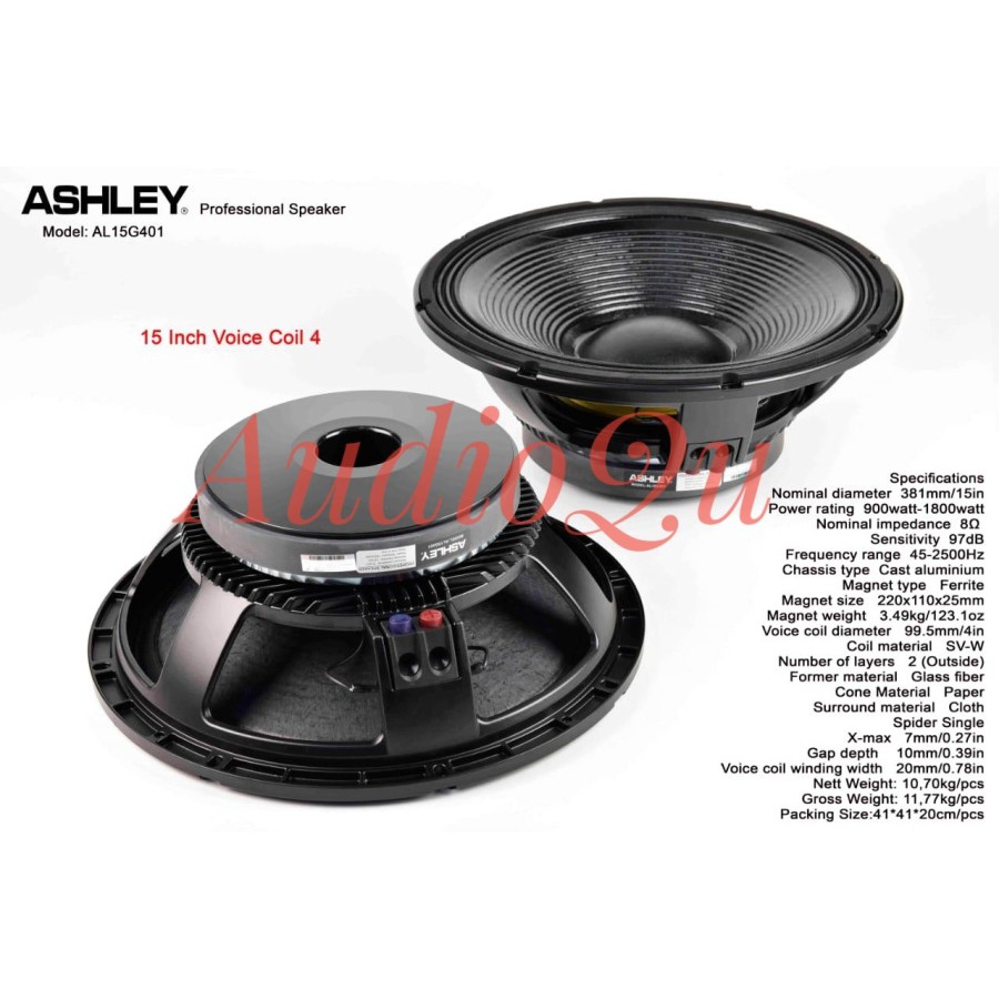 Speaker Komponen Ashley AL15G401/ AL 15G401 15 Inch Original 1800 Watt