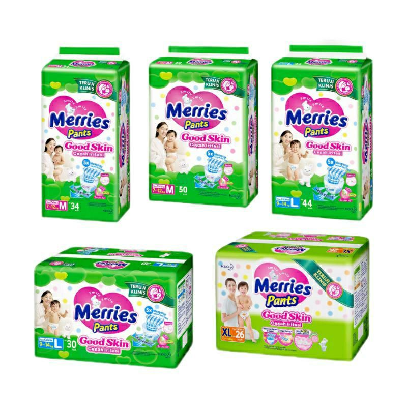 Merries Good Skin || Popok bayi M34+2/L30/XL26