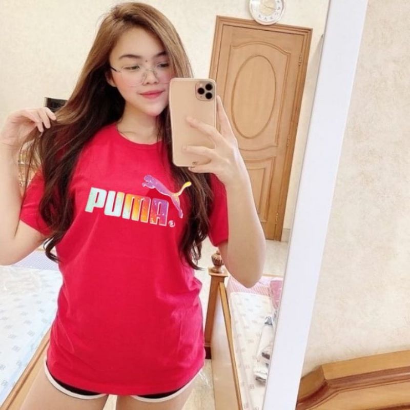 BAJU KAOS WANITA CEWEK MOTIF TERBARU PUMA RED