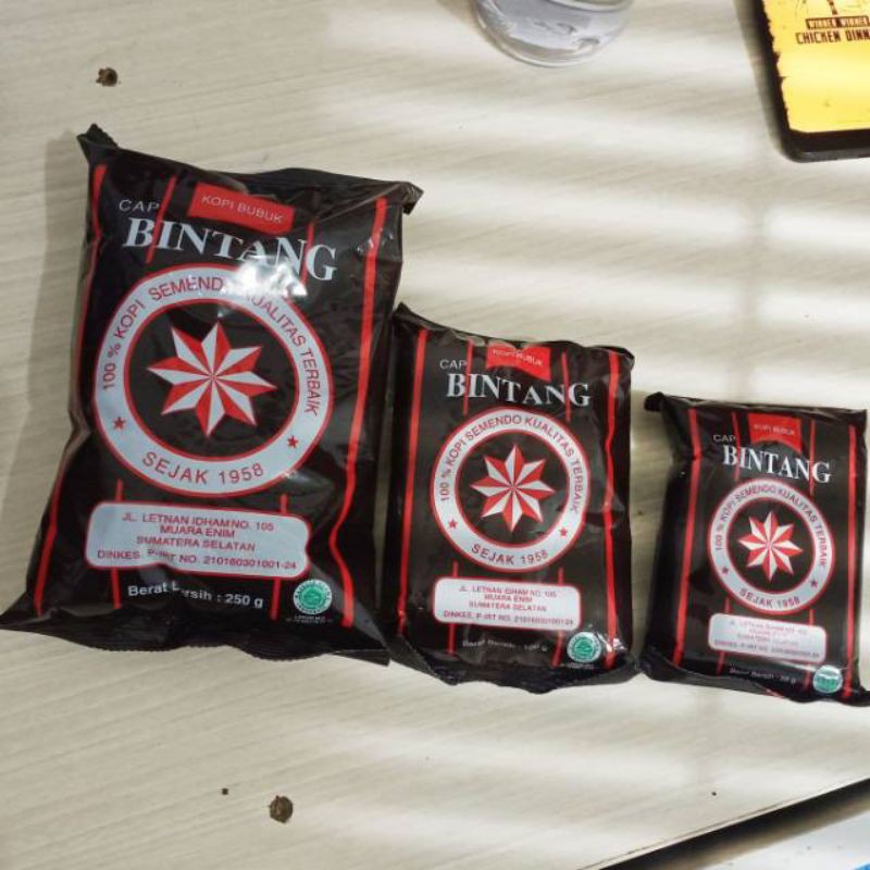 

kopi murni cap bintang asli semendo sumatera selatan kemasan 100gr