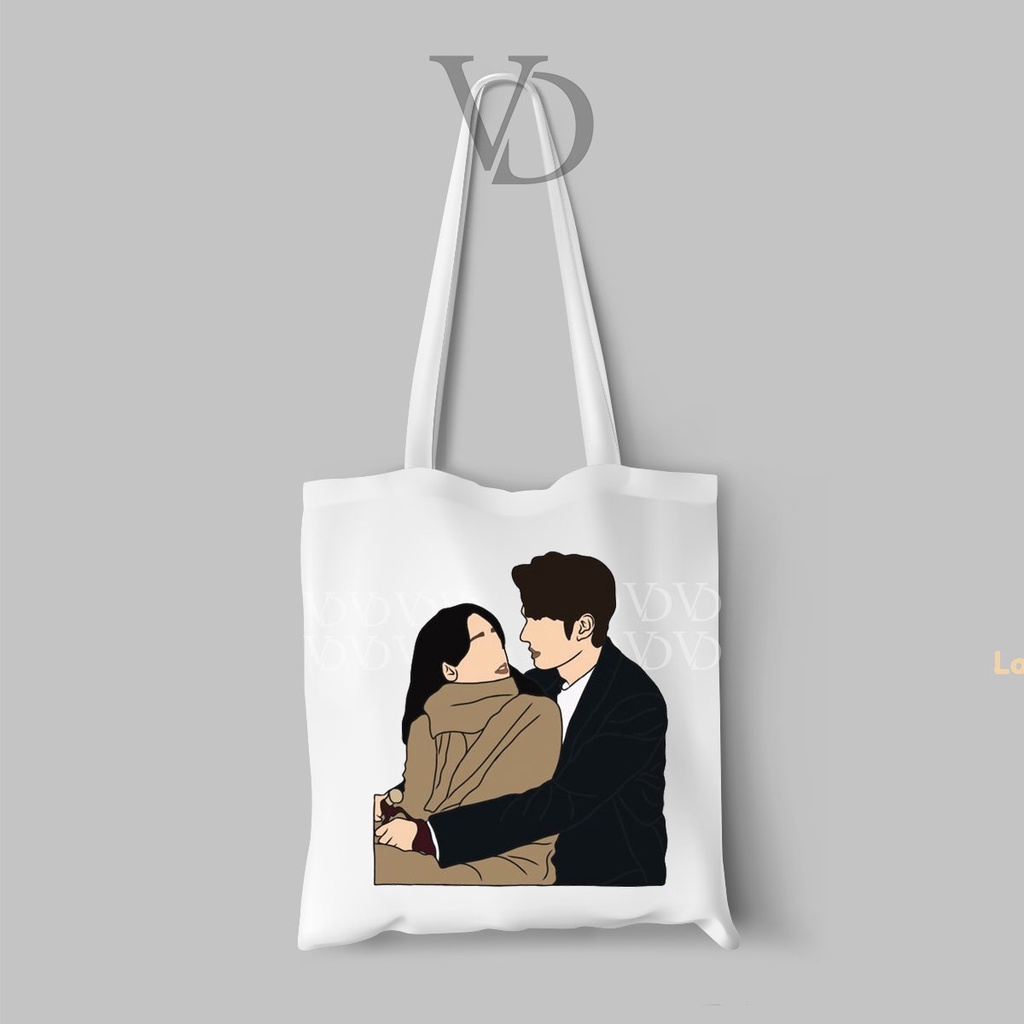 TOTE BAG BAHAN KANVAS MOTIF KOREAN MOVIE TERBARU / AESTHETIC TOTE BAG / TAS BELANJA korea