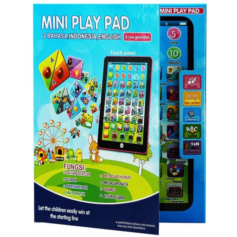 play pad mini ( playpad, ipad ) 2 bahasa - mainan edukatif anak