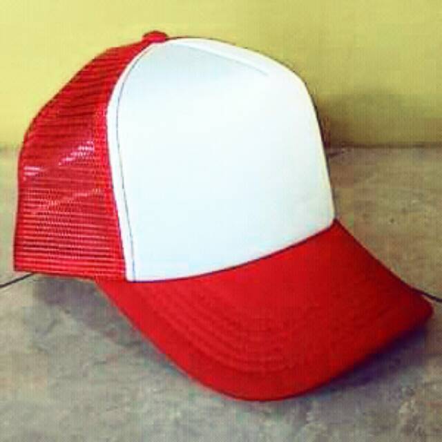 Topi Polos Trucker Jala Korea edisi merah putih
