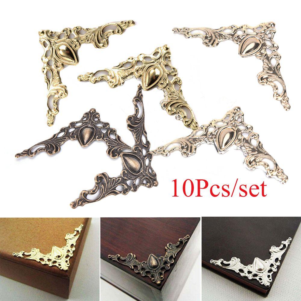 Top 10Pcs/set Bracket Sudut Kerajinan Vintage Scrapbook Logam Album Folder Antik Bronze