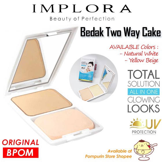 IMPLORA Smooth And White Lightening Two Way Cake BPOM ORIGINAL / Bedak Implora Bedak Padat-1