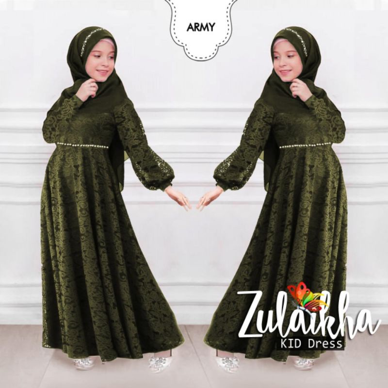 MAXY ZULAIKHA MUTIARA KID ANAK, BRUKAT MOSCREPE, GAMIS HIJAB MUSLIM, MAXY DRESS