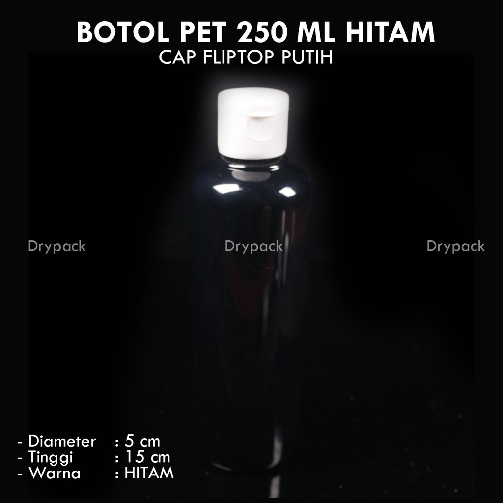 Botol PET 250 ML Hitam Fliptop