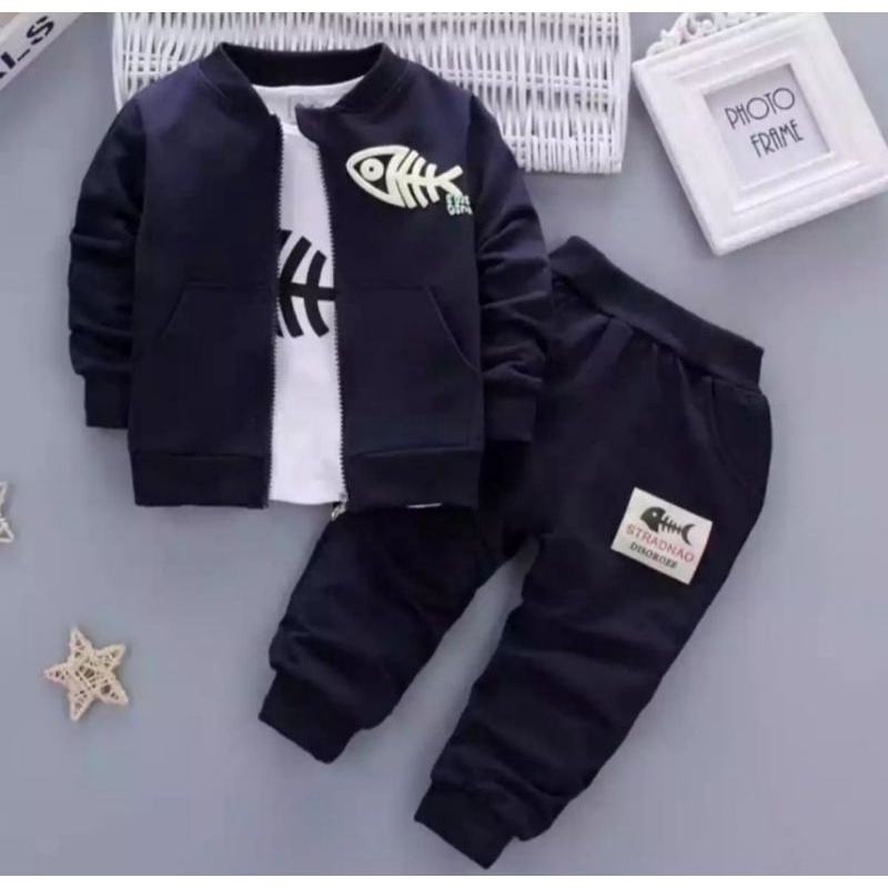 PAKAIAN ANAK SET JAKET 3IN1 (JAKET+CELANA+KAOS) UNTUK ANAK LAKI PEREMPUAN UMUR 1-5 TAHUN