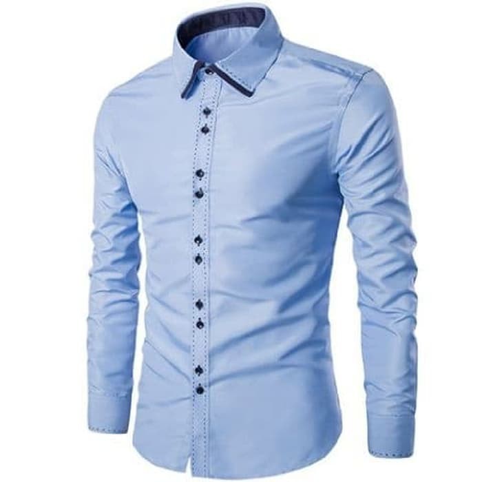 Executive Muda  NATHAN ROYAL BLUE SC  kemeja pria katun strecth biru muda Berkualitas