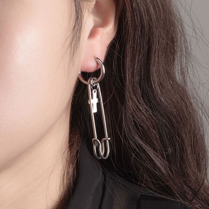 Anting Hoop Desain Salib Gaya Punk Untuk Unisex