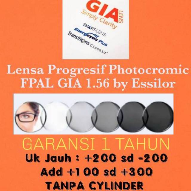 Lensa Progresif GIA FPAL 1.56 Photocromic Magic grey by