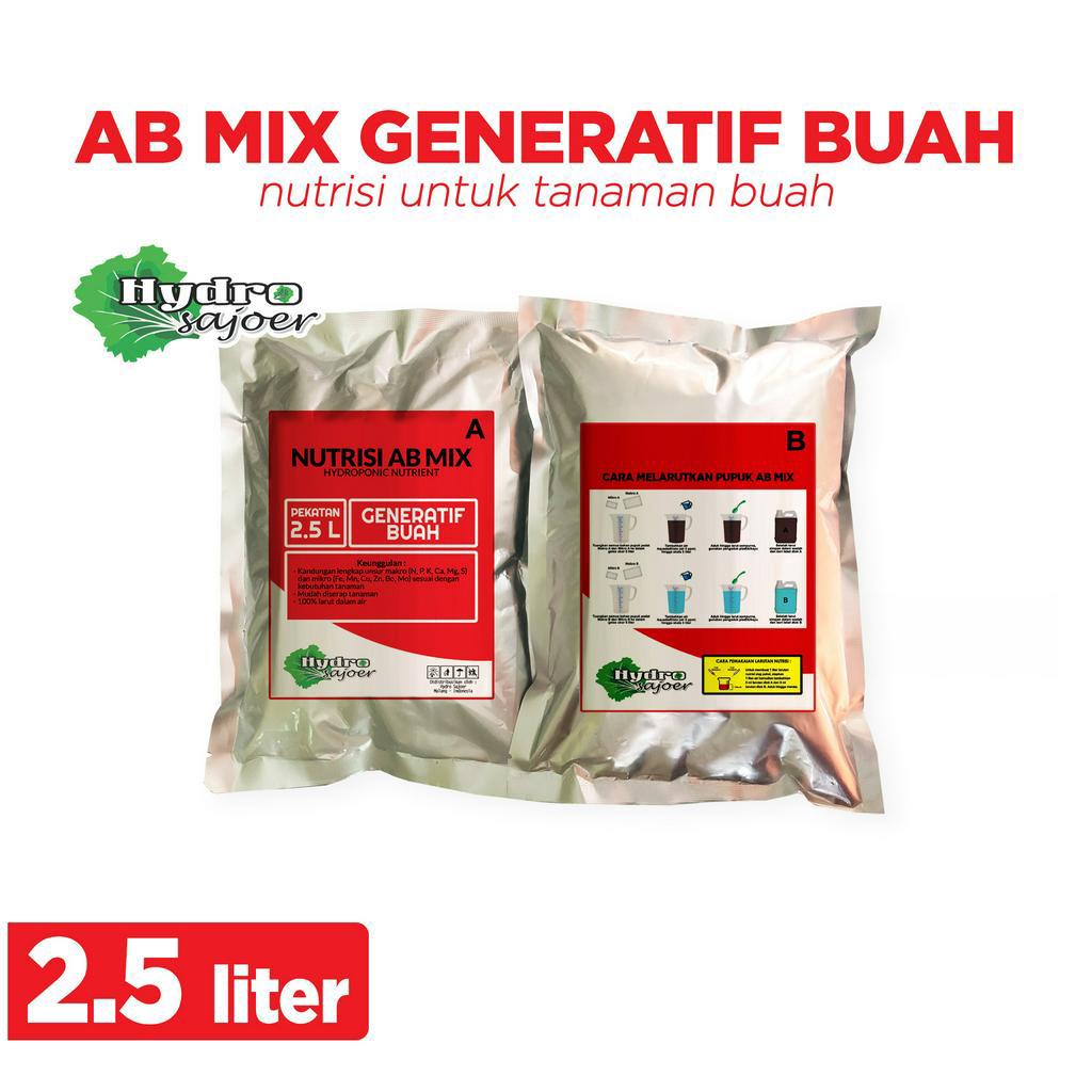 Nutrisi Hidroponik AB Mix GENERATIF BUAH Kemasan 2.5 liter Padat