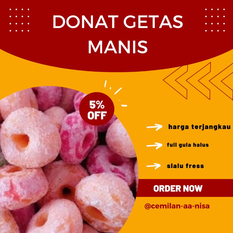 

cemilan snack getas donat kering warna warni murah