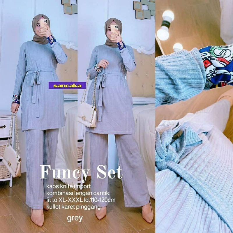 Funcy Set, SETELAN WANITA CANTIK BAHAN KAOS KNITE IMPORT LD 110-122 TERMURAH