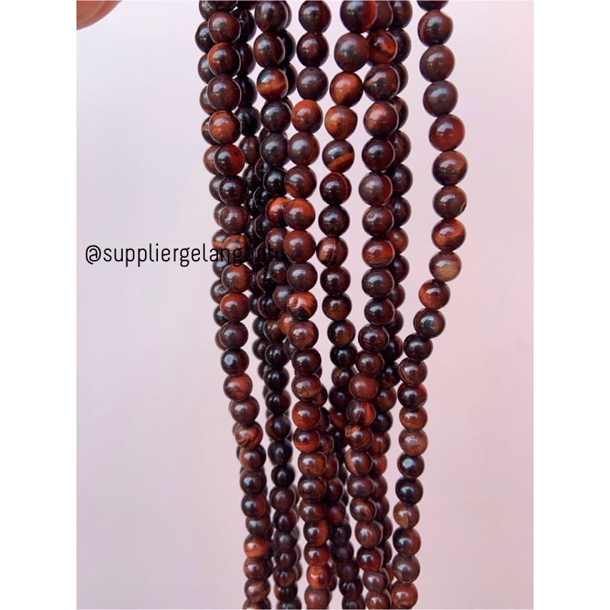 batu 6mm blackred tiger eye merah batu biduri sepah akik natural alam