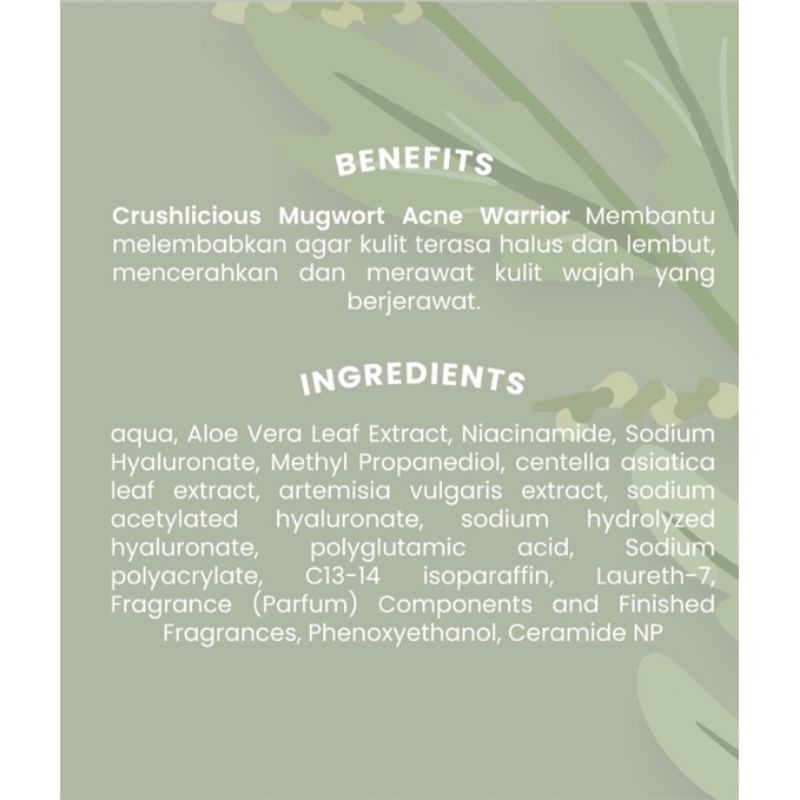 Crushlicious Mugwort Acne Warrior Moisturizer