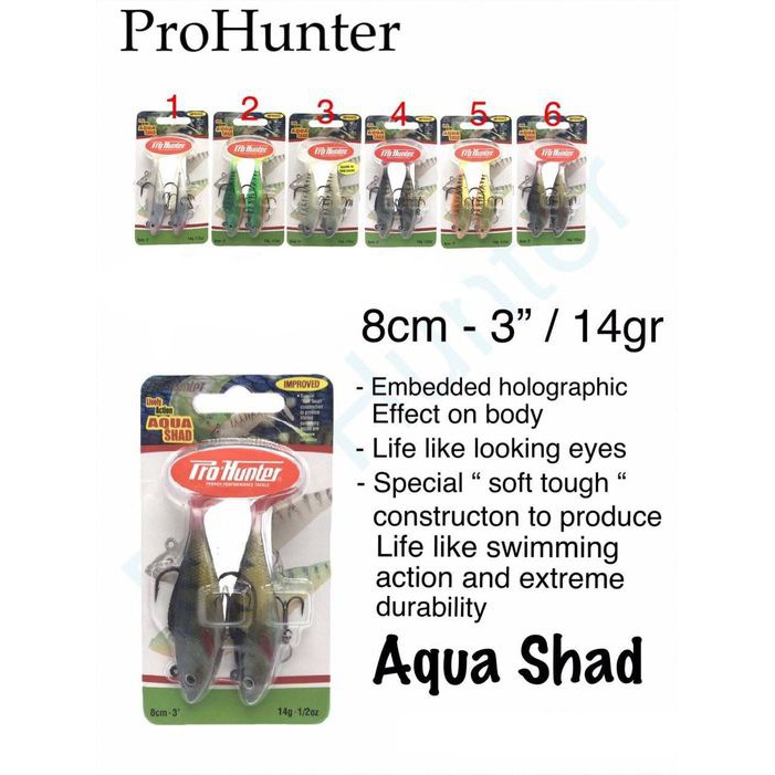 SOFTLURE PRO HUNTER AQUA SHAD 3inch (8cm / 14gram / isi 2pcs)