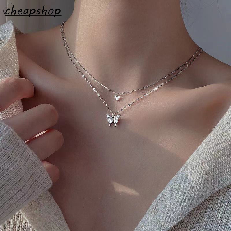 IFYOU Kalung Choker Desain Hati Butterfly Aksen Mutiara Gaya Korea Untuk Wanita