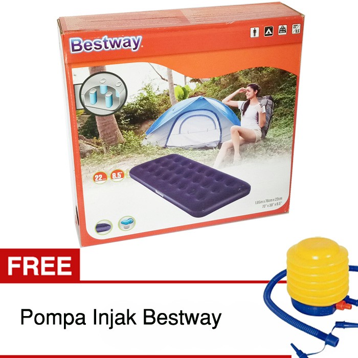 Paket Kasur Angin BESTWAY ukuran Single (76x185x22 cm) bonus pompa injak BESTWAY