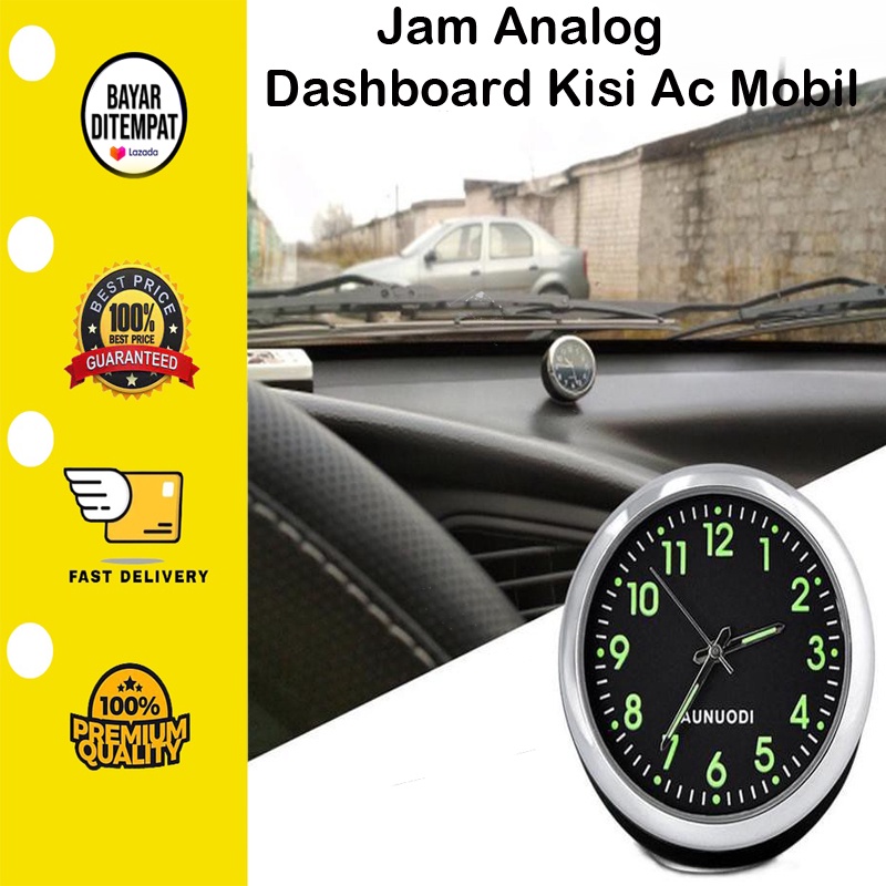 [BISA COD] Jam Analog Dashboard Kisi Ac Mobil Quartz Pajangan Interior Car Clock Glow In The Dark Manual Klasik Classic