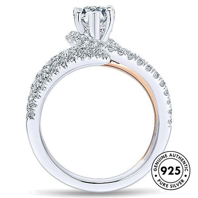 Cincin S925 Silver Bentuk Water Drop Pear Aksen Berlian