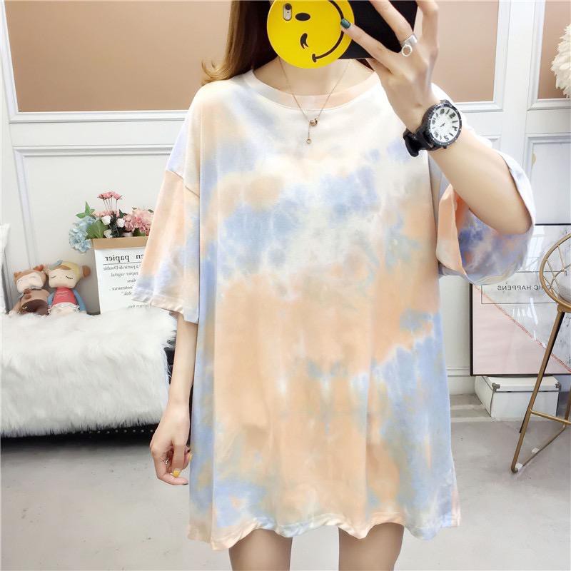 Oversize Tee Tshirt   Model Longgar Untuk Wanita Motif Tie Dye