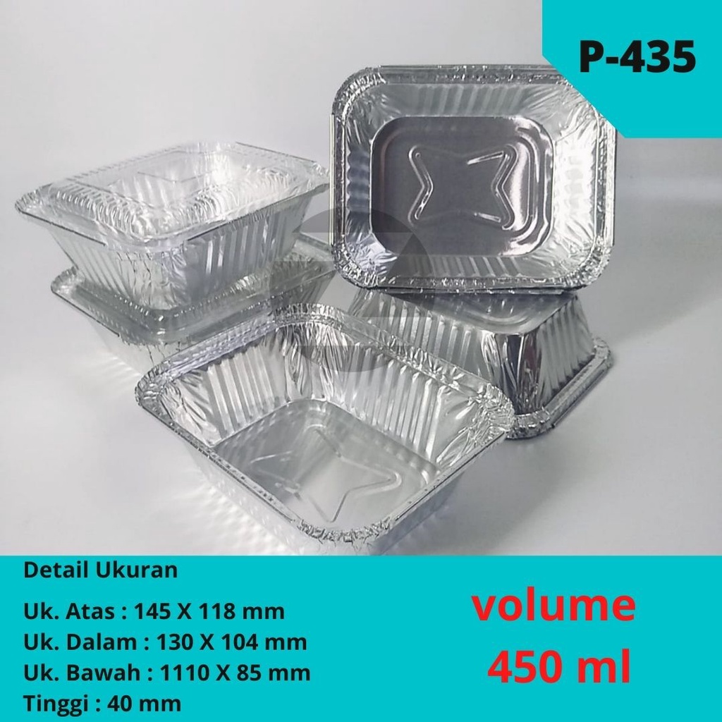 Cup Alumunium Foil Kotak P435 + Tutup 400/45 Wadah Tray Aluminium Foil BX 2551 / P 435 / OIV 450