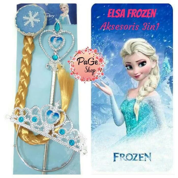 Asesoris Frozen Elsa / Tongkat- Mahkota- Rambut Kepang Elsa
