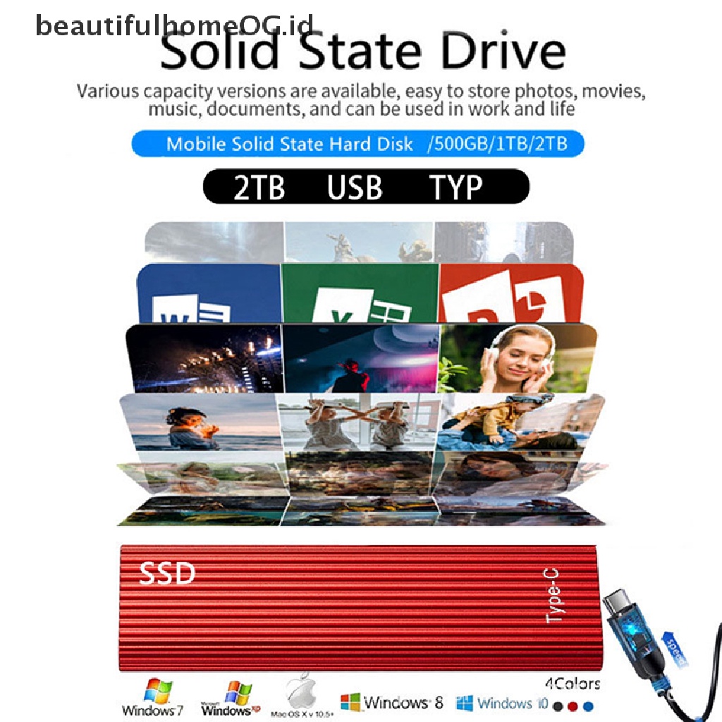 Hardisk Eksternal SSD 1TB 2TB 4TB 8TB 8TB USB 3.1 Tipe C