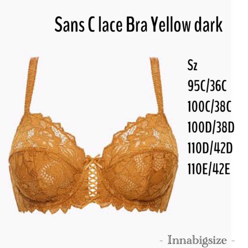 INNABIGSIZE||BRA LACE LINGERIE DARK YELLOW BIG SIZE