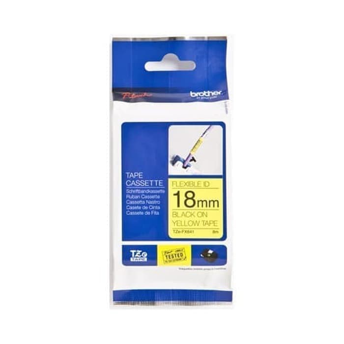 Brother Ptouch Label Tape TZe-FX641 18mm Flexible Black on Yellow
