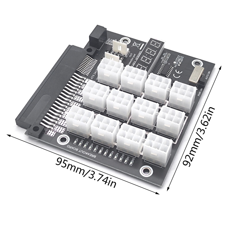 Btsg Server PSU Papan Konversi Daya 12port 6pin Adapter Card 12V Graphics Power Supply Board Untuk Tambang BTC
