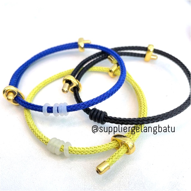 Gelang Tali Kawat Anti Air Waterproof Untuk Charm Liontin Wire Rope Emas Hongkong Size bisa diatur sendiri bayi dewasa anak