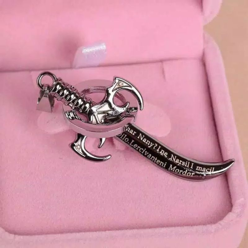 Kalung Tali Liontin Pedang Mordor Ring 3D METAL GAUL IMPORT Fashion Pria Wanita Gold Silver Black
