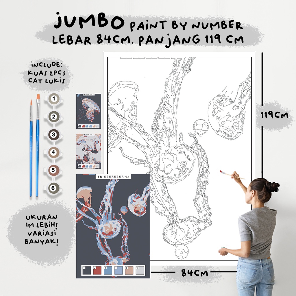 

JUMBO Paint By Number Kit, UBUR UBUR paint by number besar a0