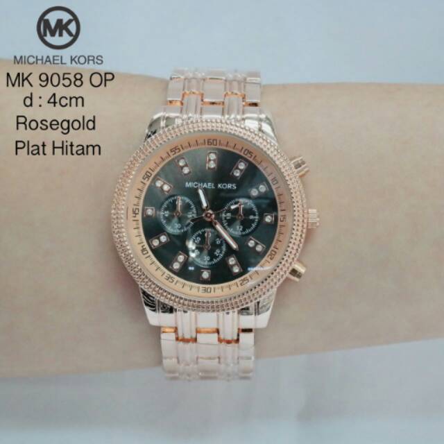 Jam Tangan Wanita Elegant Michael Kors MK-9058 Rosegold Black