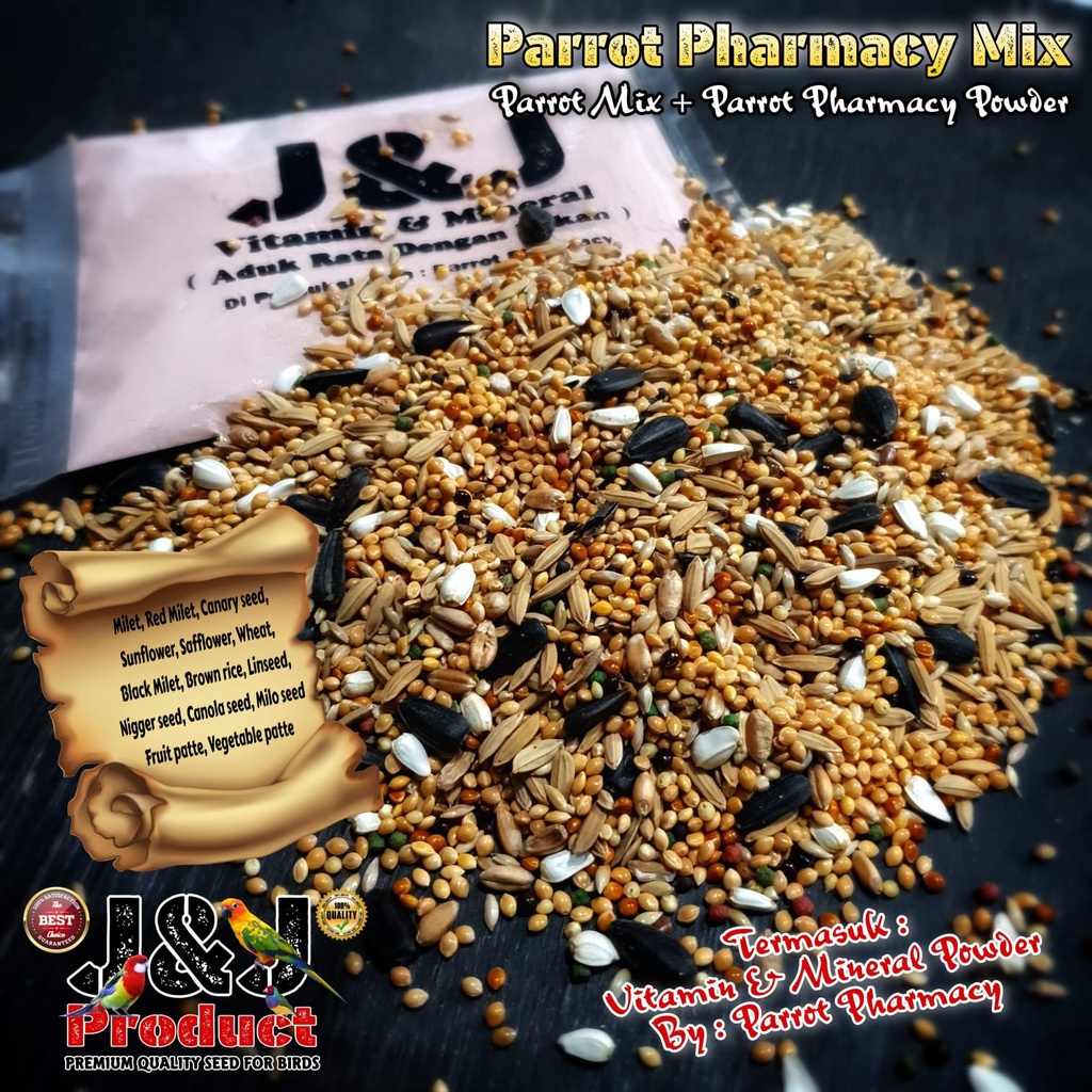 Pakan Ternak lovebird parkit falk J&J parrot pharmacy mix 5kg