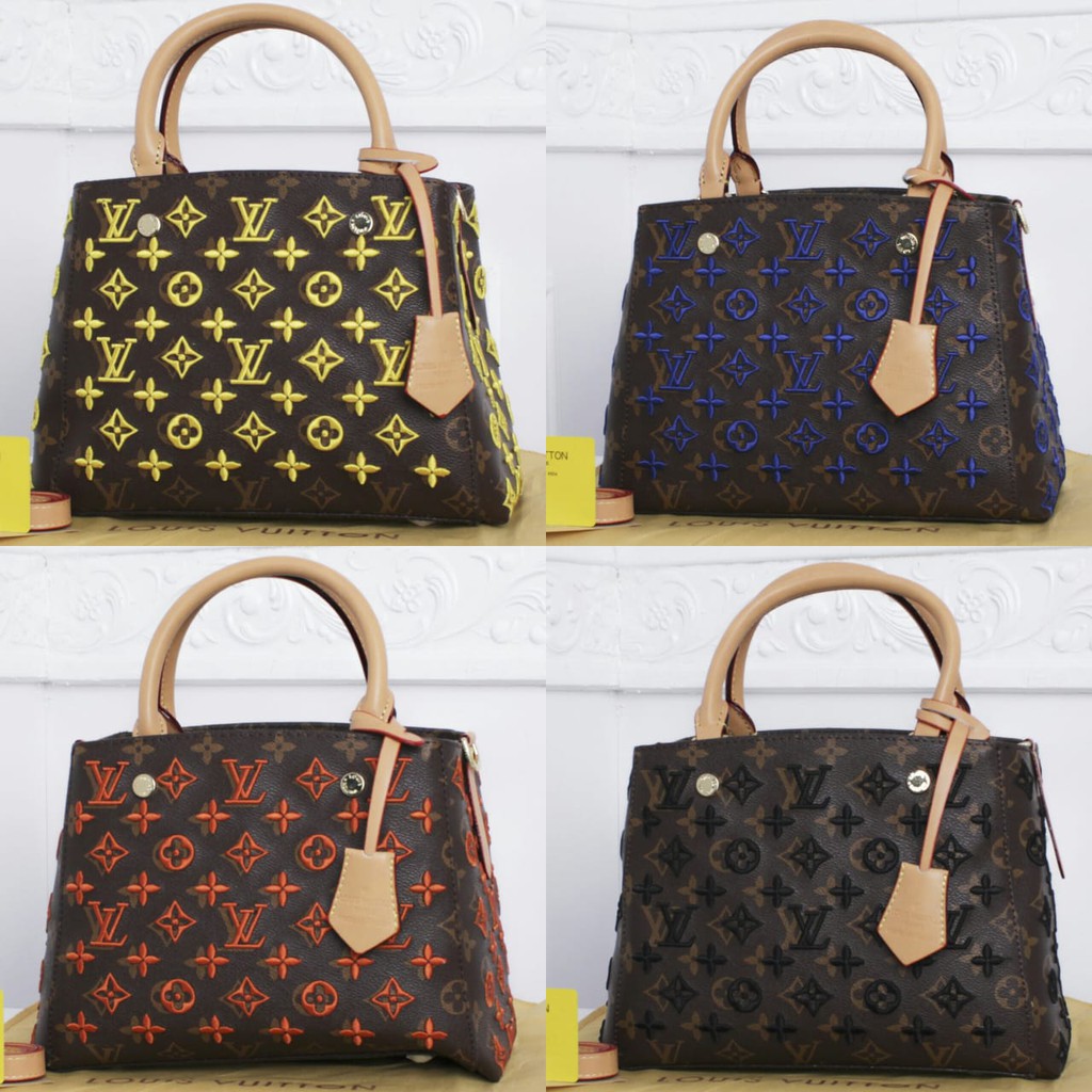 Tas Top Handle Merk LV Montaigne BB Monogram Eclipse M41055