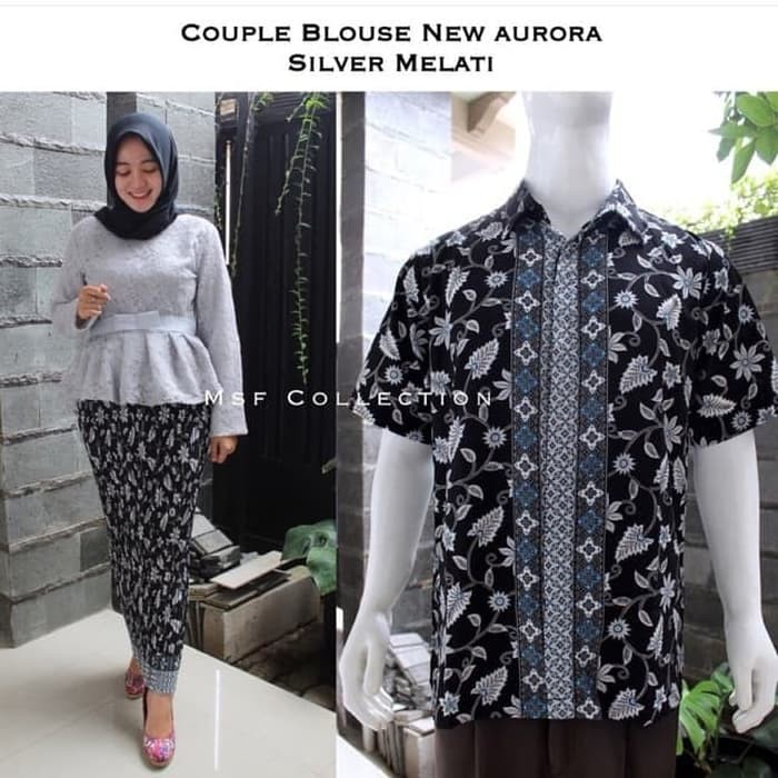 Couple set kebaya brukat aurora tuton dan hem pendek model kekinian